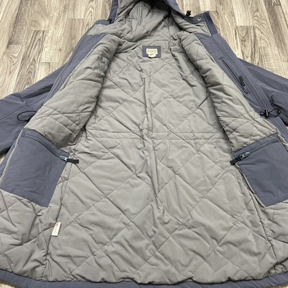 DULUTH TRADING CO. Snap & Zip Up Insulated Grey Hooded Parka Jacket Women's XS - Picture 9 of 12